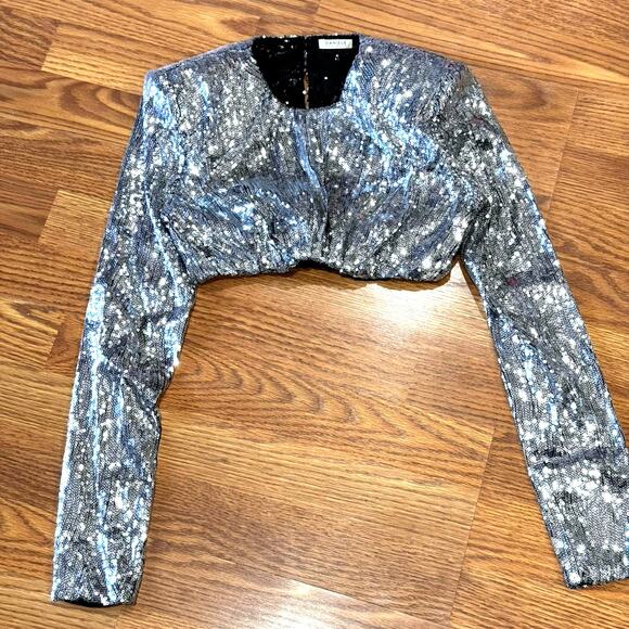 DANIELE CARLOTTA Sequin Crop Top in silver size 38 - Picture 12 of 12